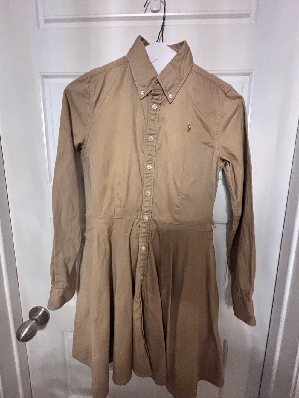 Ralph Lauren Kids' Khaki Button-Front Shirt Dress size 14
